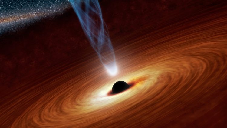 銀河中心部に潜む巨大ブラックホールの想像図です