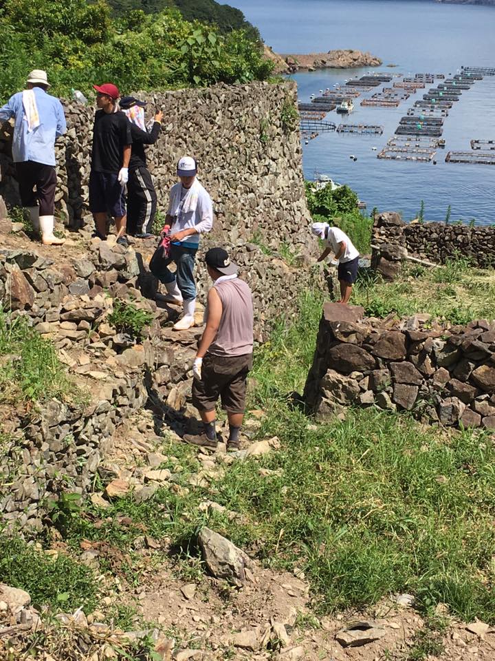 愛南町外泊での石積み体験